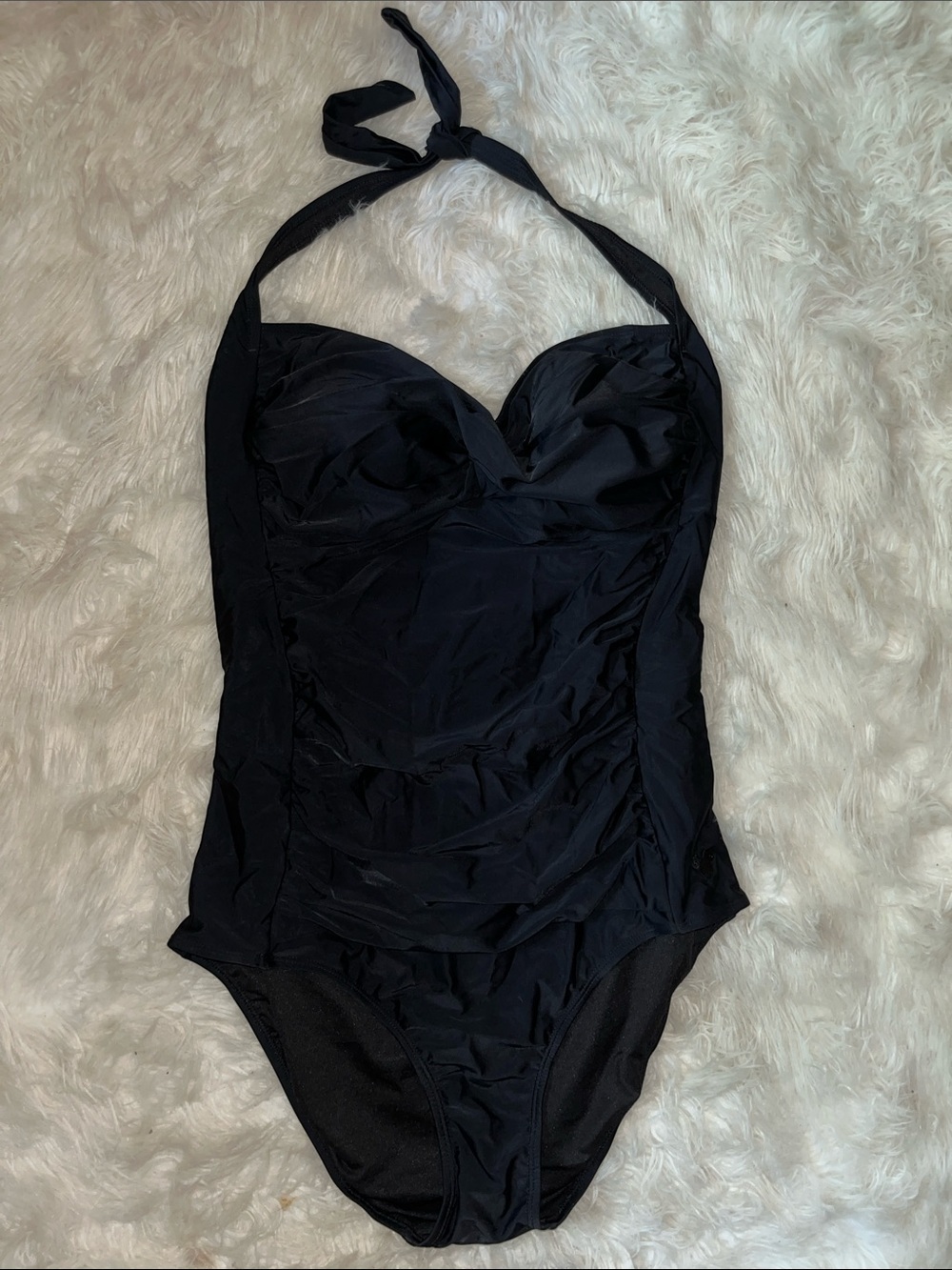 Disney Black Halter Ruched One-Piece Swimsuit